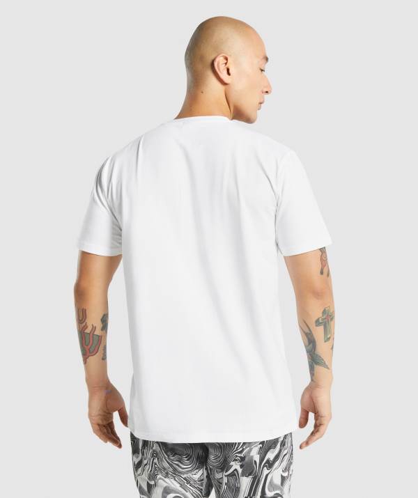 Panske Tricka Gymshark Pre-Workout Biele | VW2610974